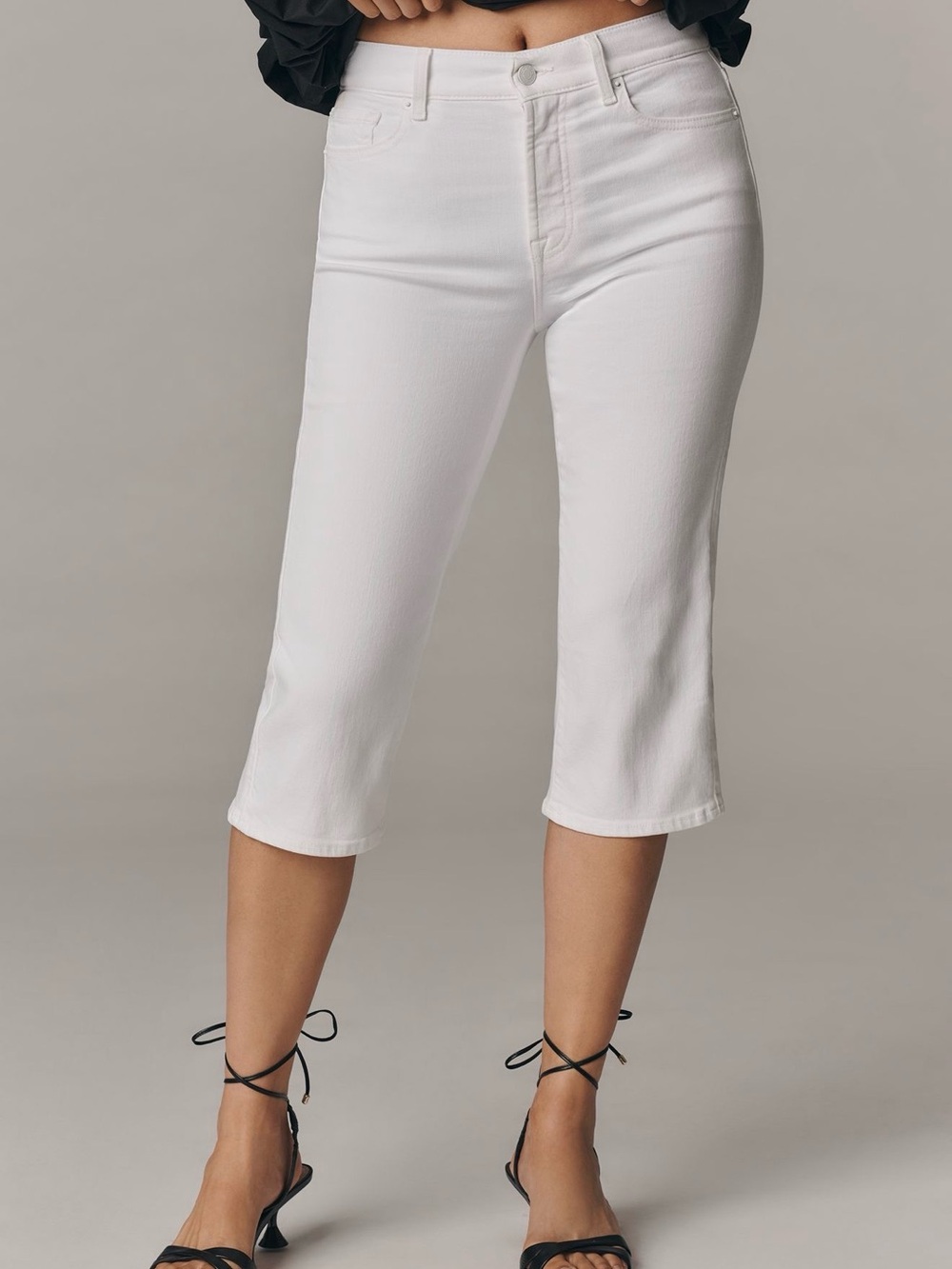 7 For All Mankind White High-Rise Cropped Capri Jeans US 14